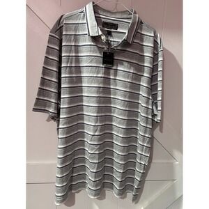 Jos.A.Bank‎ Reserve Collection Polo Shirt XXL Gray White Stripes 100 %cotton NWT